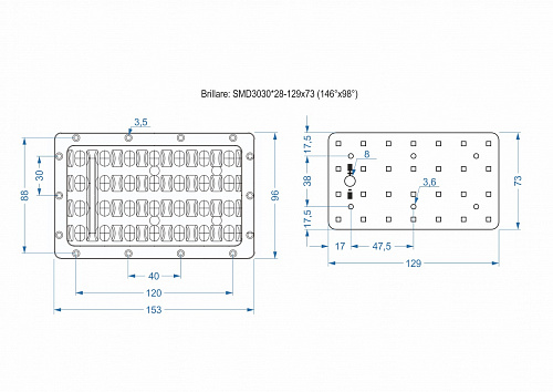 Модуль Brillare: SMD3030*28-129x73 (146°x98°)