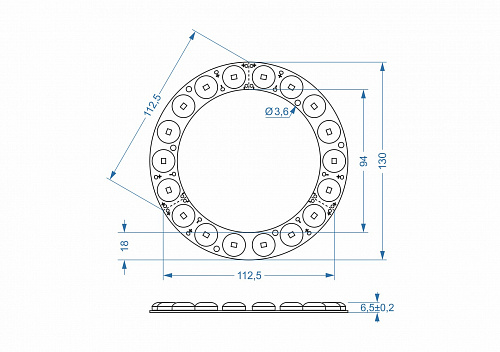 Модуль Brillare: SMD2835*18-160°-D130/D94